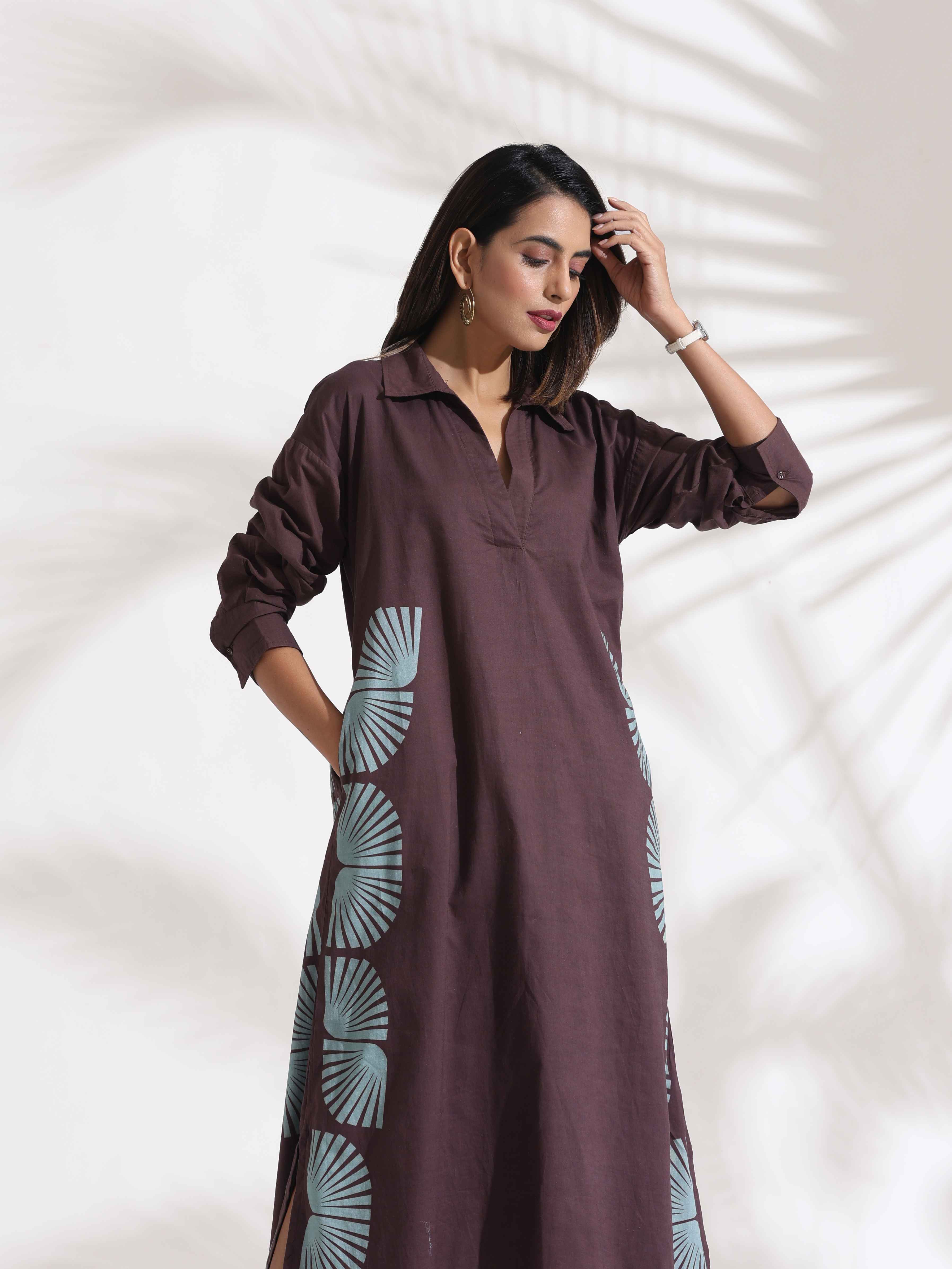 trueBrowns Cola Cotton Print A-line Dress - Distacart