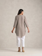 trueBrowns Light Grey Cotton Blend Short Kurta - Distacart