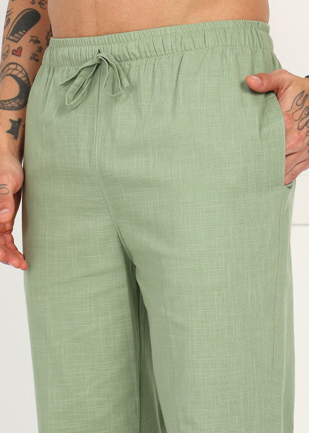 Fabmade Sage Linen Relaxed Trousers