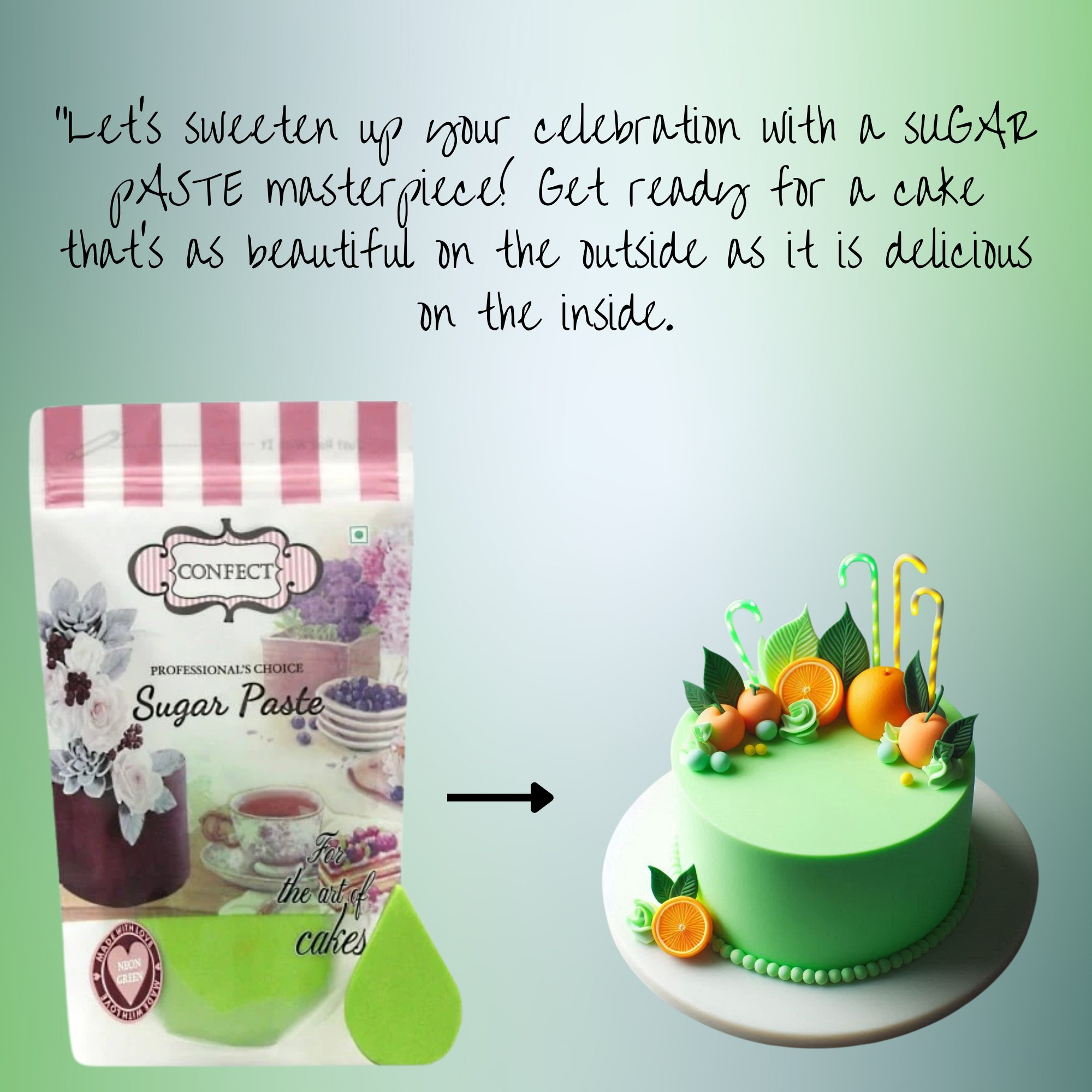 neon green fondant edible sugarpaste 1kg