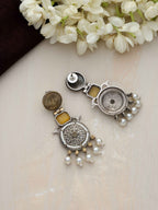 trueBrowns Silver Gold Tone Meenakari Pearl Drop Earrings - Distacart