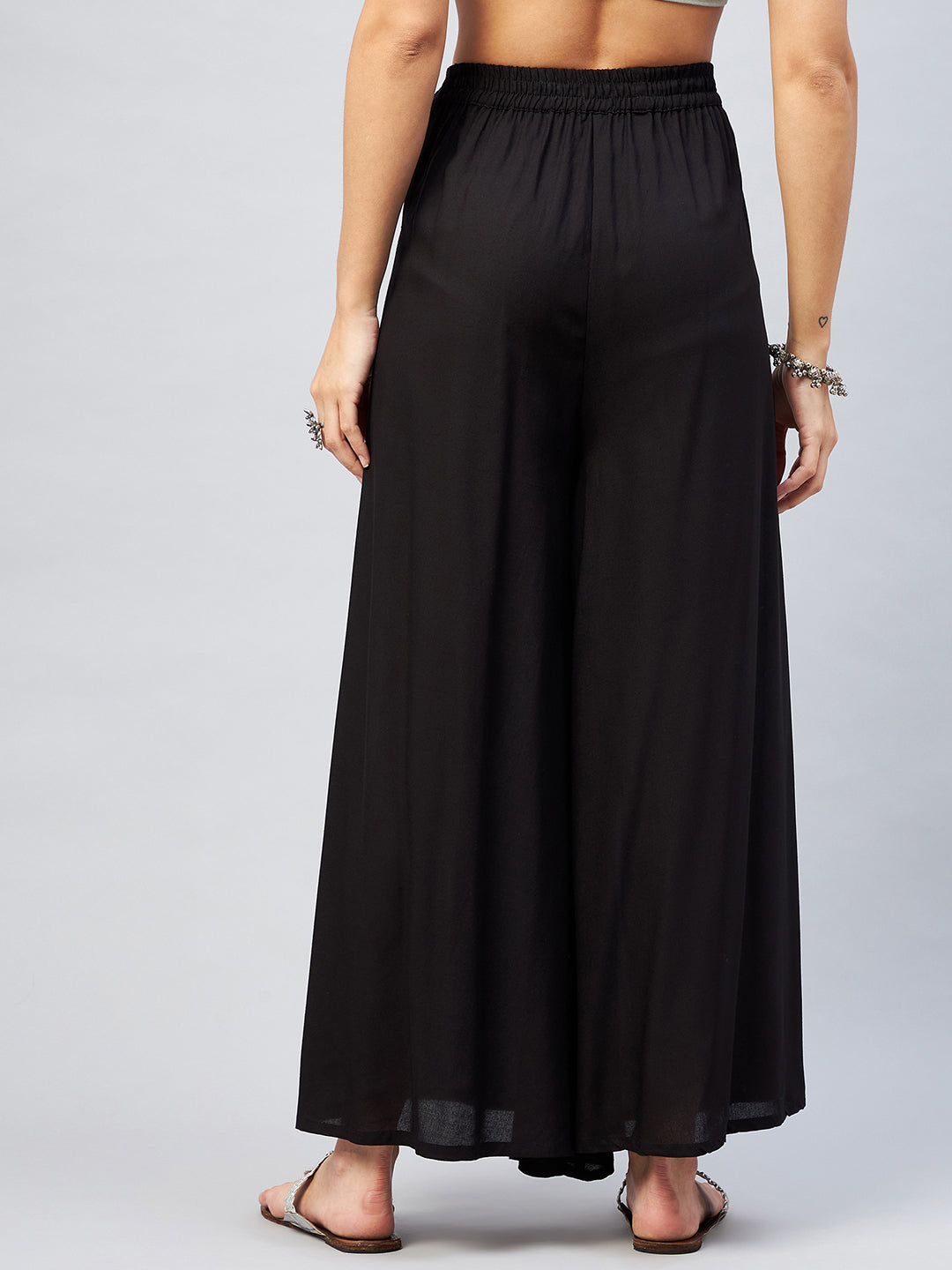 InWeave Solid Black Palazzo - Distacart