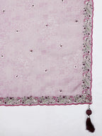 House of Panchhi Burgundy Pure Georgette Sequins And Thread Embroidery Lehenga Choli & Dupatta