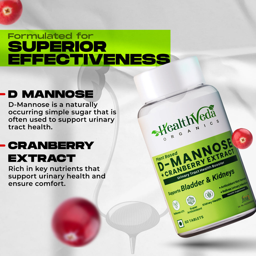 Health Veda Organics D-Mannose + Cranberry Extract Tablets - Distacart