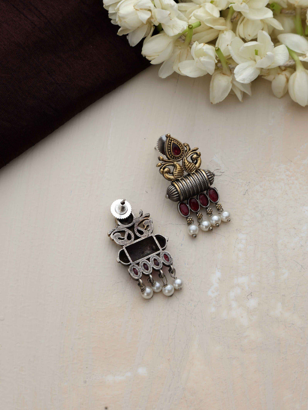 trueBrowns Silver Gold Tone Stud Earrings - Distacart