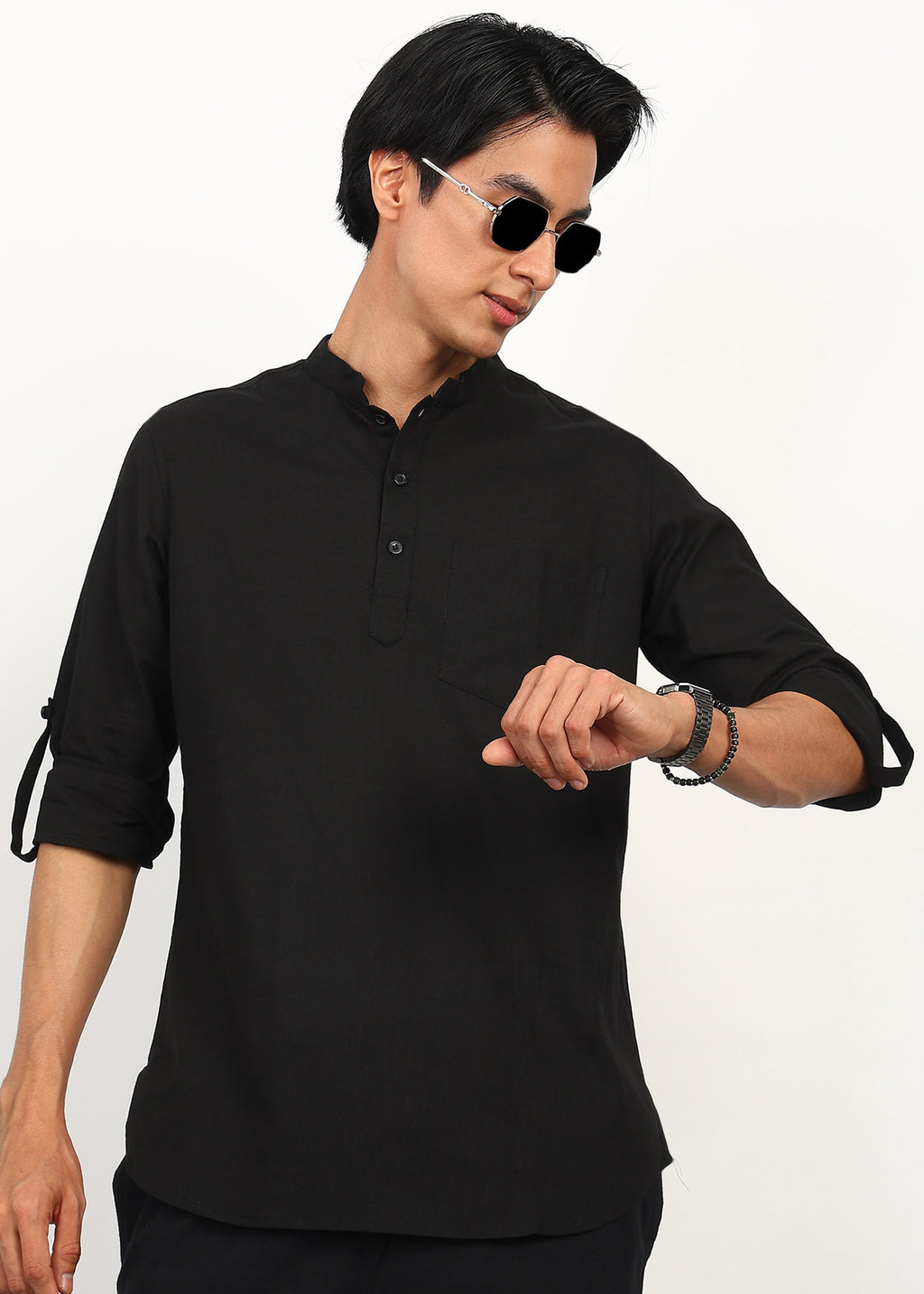 Fabmade Noir Linen Kurta Set - Distacart