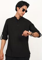 Fabmade Noir Linen Kurta Set - Distacart