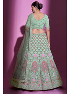 Myra Pista Green Georgette Embroidered Designer Lehenga Choli