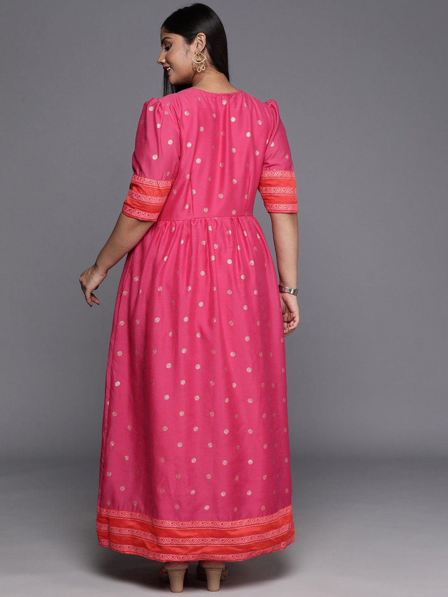 Ahalyaa Plus Size V-Neck Maxi Ethnic Dress - Distacart