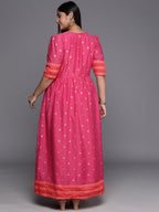 Ahalyaa Plus Size V-Neck Maxi Ethnic Dress - Distacart