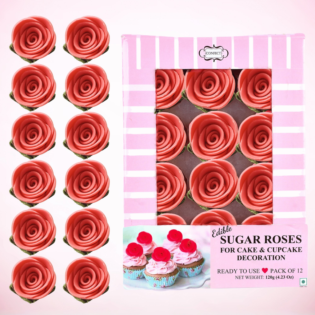sugar roses for cake cupcake decoration coral 120 gms