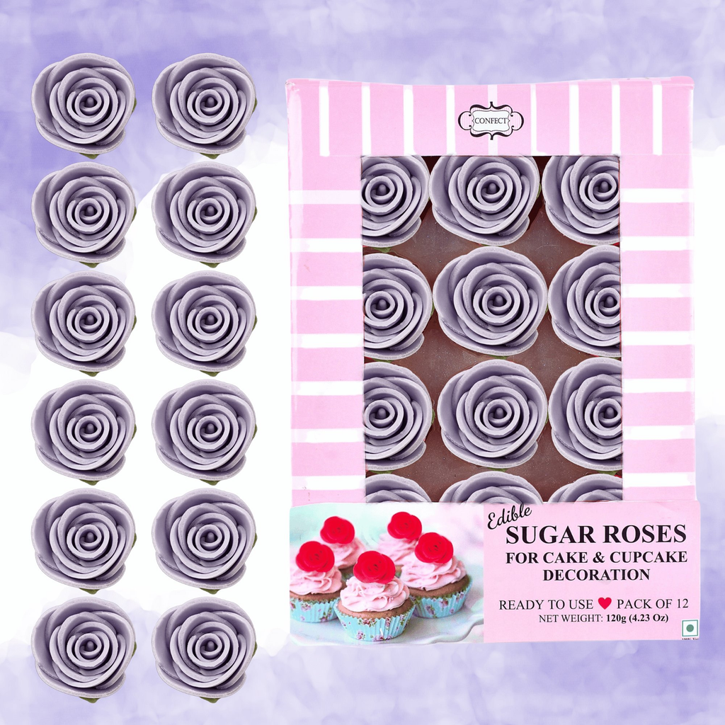 sugar roses for cake cupcake decoration lavender 120 gms