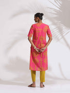 trueBrowns Pink Cotton Print A-line Kurta Set - Distacart