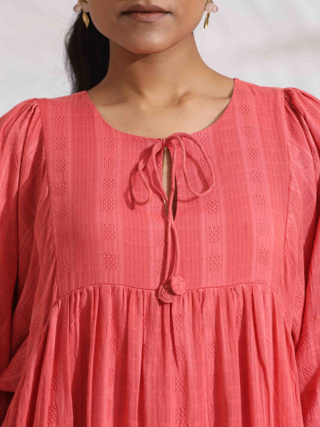 trueBrowns Pink Cotton Tier Dress - Distacart