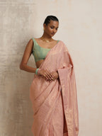 trueBrowns Pink Gold Lurex Ready To Wear Saree