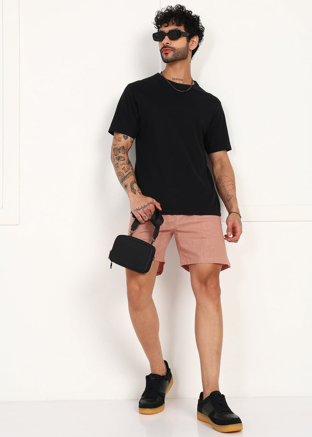 Fabmade Men’S Peach Linen Shorts