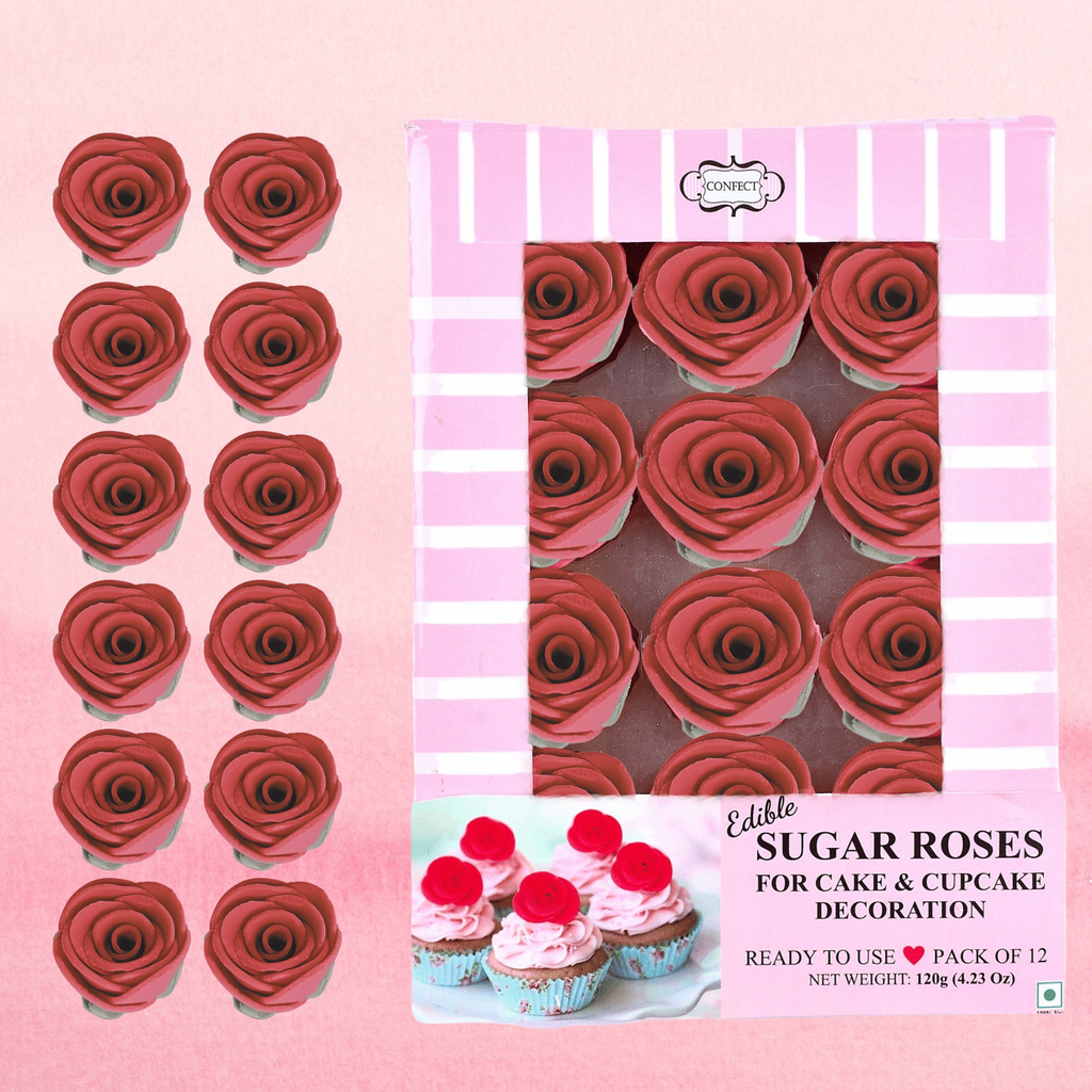 sugar roses for cake cupcake decoration magenta 120 gms