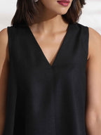 trueBrowns Black Slub Dress - Distacart