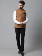 Even Apparels Men's Beige Nehru Jacket With Welt Pockets