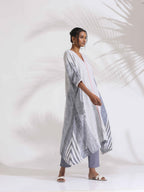 trueBrowns Off-White Cotton Multi Stripe Flared Kurta Set - Distacart