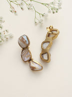 trueBrowns Brass Marble Stone Earrings - Distacart