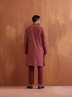 trueBrowns Men's Rust Cotton Dobby Kurta