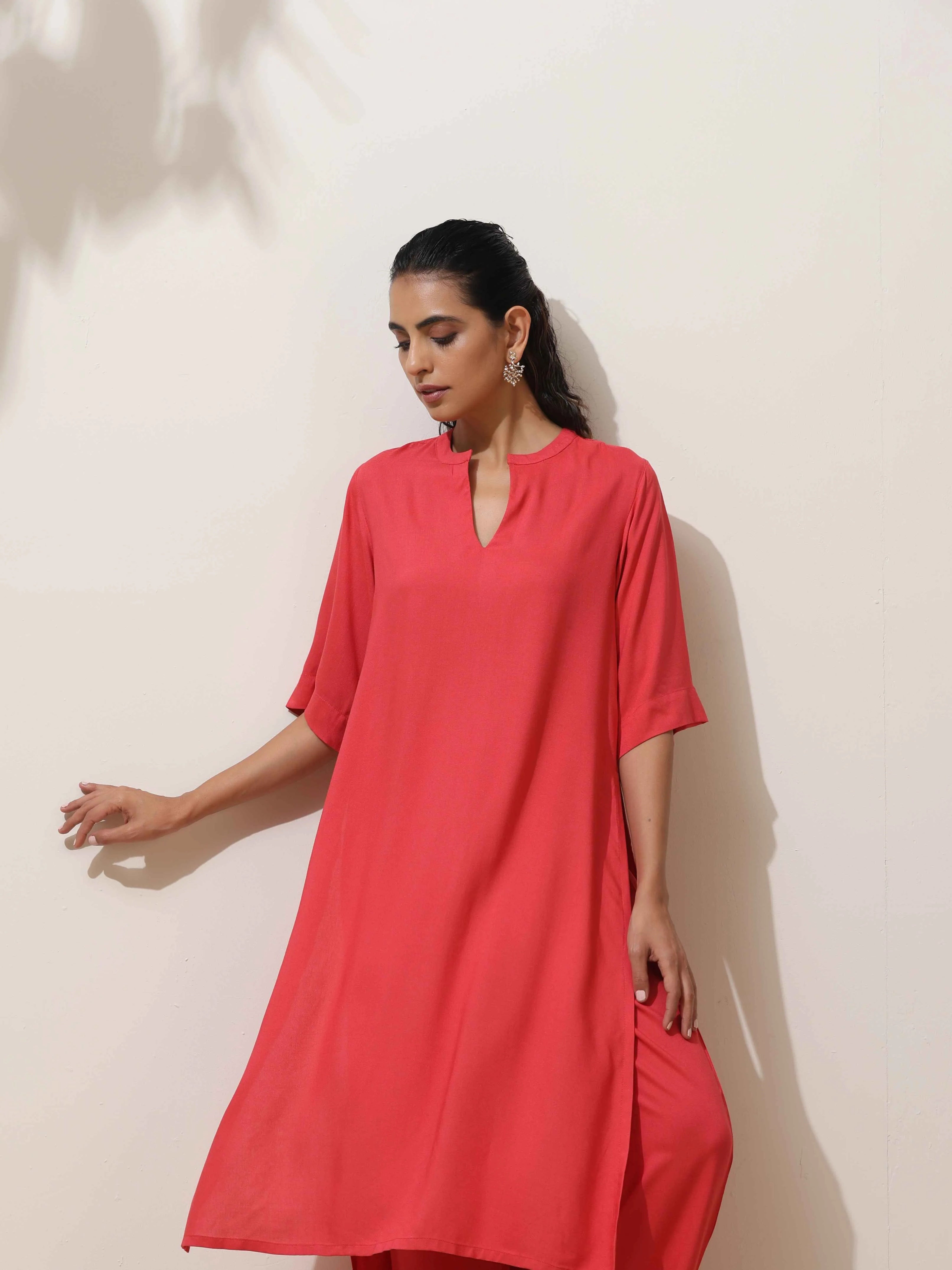 trueBrowns Coral Viscose Kurta Pant Set - Distacart