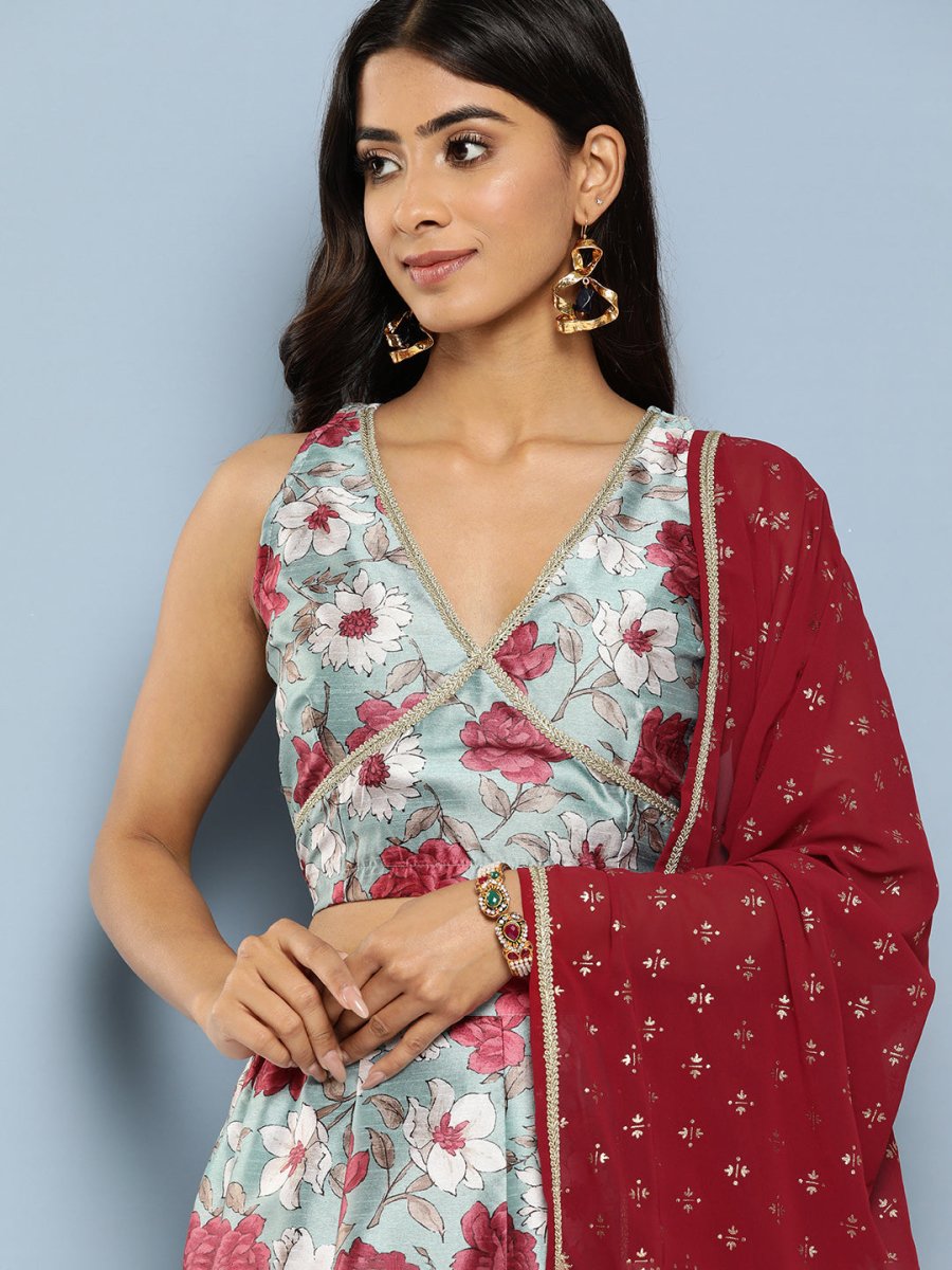 Ahalyaa Printed Ready to Wear Lehenga & Blouse With Dupatta