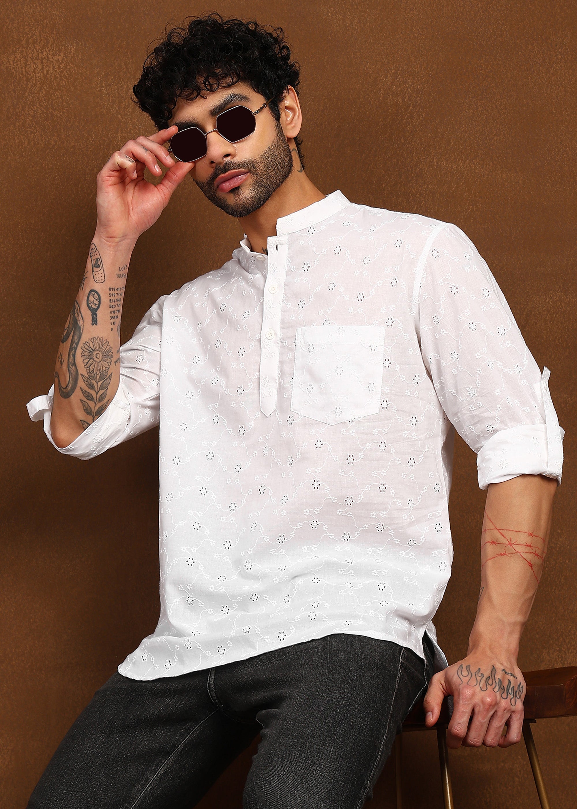 Fabmade Whisper Weave Linen Short Kurta