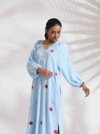 trueBrowns Blue Cotton Embroidered Dress - Distacart