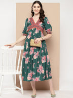 Ahalyaa Women Floral Printed Empire Ethnic Dress