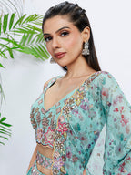 House of Panchhi Mauve Chiffon Sequins And Thread Embroidery Lehenga Choli & Dupatta
