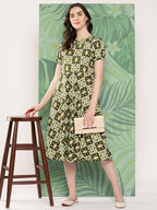 InWeave Women's Dark Green Square Dress - Distacart