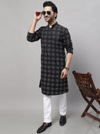 Even Apparels Black Pure Cotton Kurta With Band Collar - Distacart