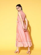 Ahalyaa Belted Tiered Empire Ethnic Dress - Distacart