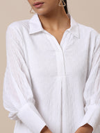 trueBrowns Cotton White Weave Collar Kurta Pant Set | Relove - Distacart
