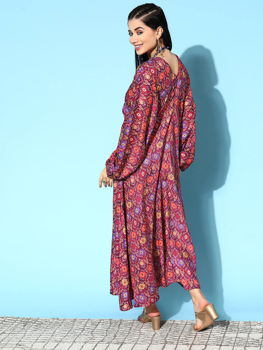 InWeave Women's Wine Edgy Print Dress - Distacart