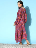 InWeave Women's Wine Edgy Print Dress - Distacart