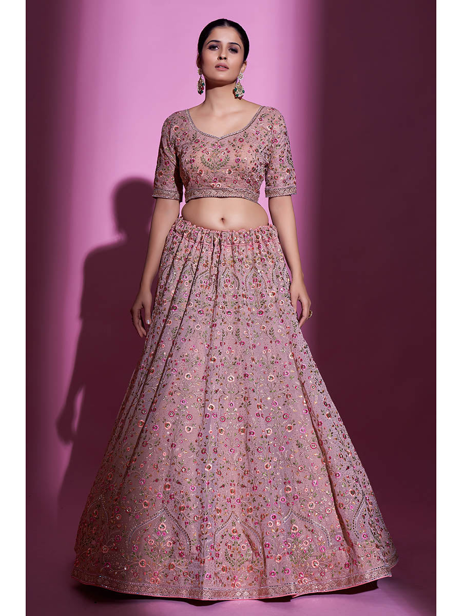 Myra Mauve Georgette Embroidered Designer Lehenga Choli