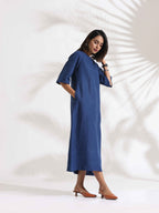 trueBrowns Blue Slub Dress - Distacart