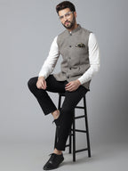 Even Apparels Men's Cream Pure Wool Nehru Jacket
