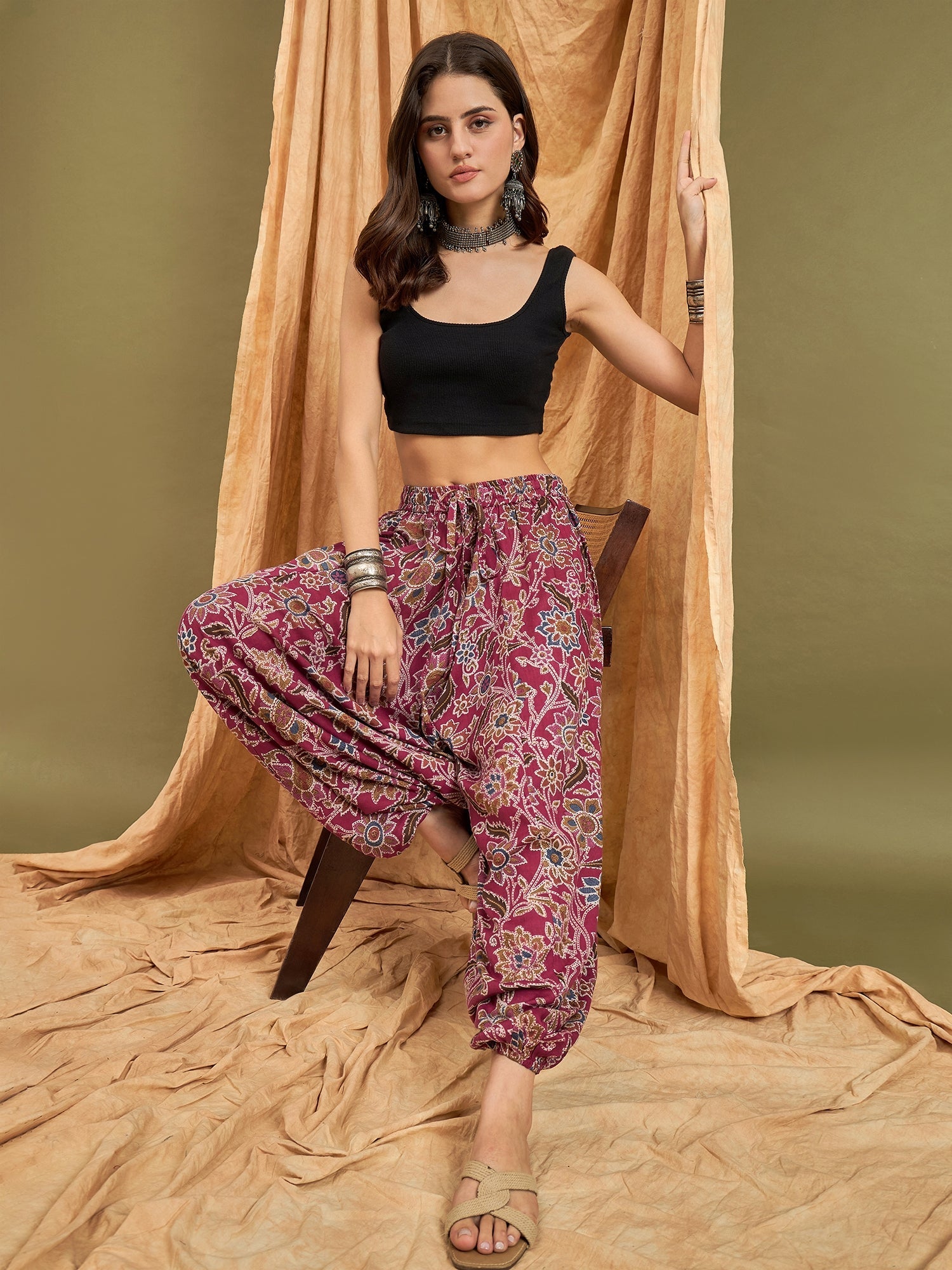 InWeave Burgundy Big Jaal Harem Pant