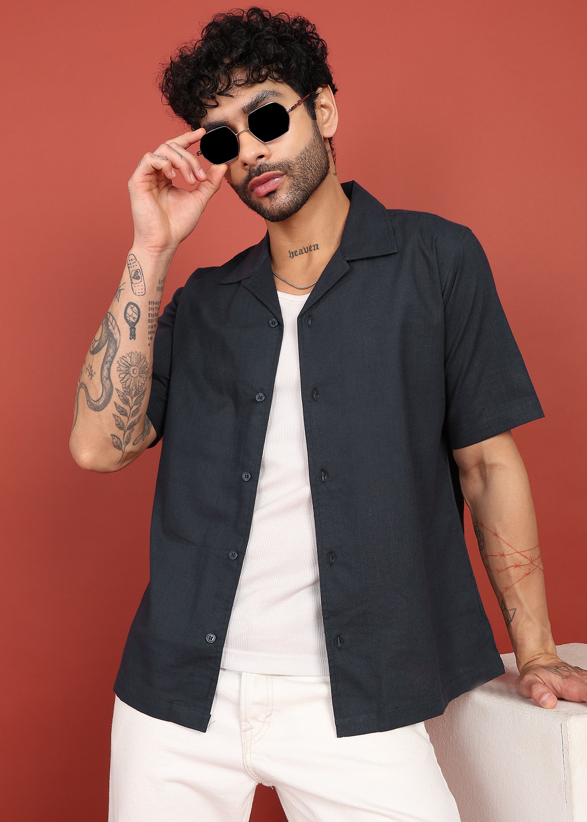 Fabmade Midnight Ease Open-Collar Shirt