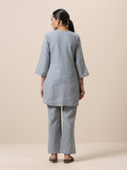trueBrowns Cotton Steel Blue Short Co-Ord Set | Relove - Distacart