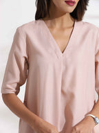 trueBrowns Light Pink Slub Kurta Set - Distacart