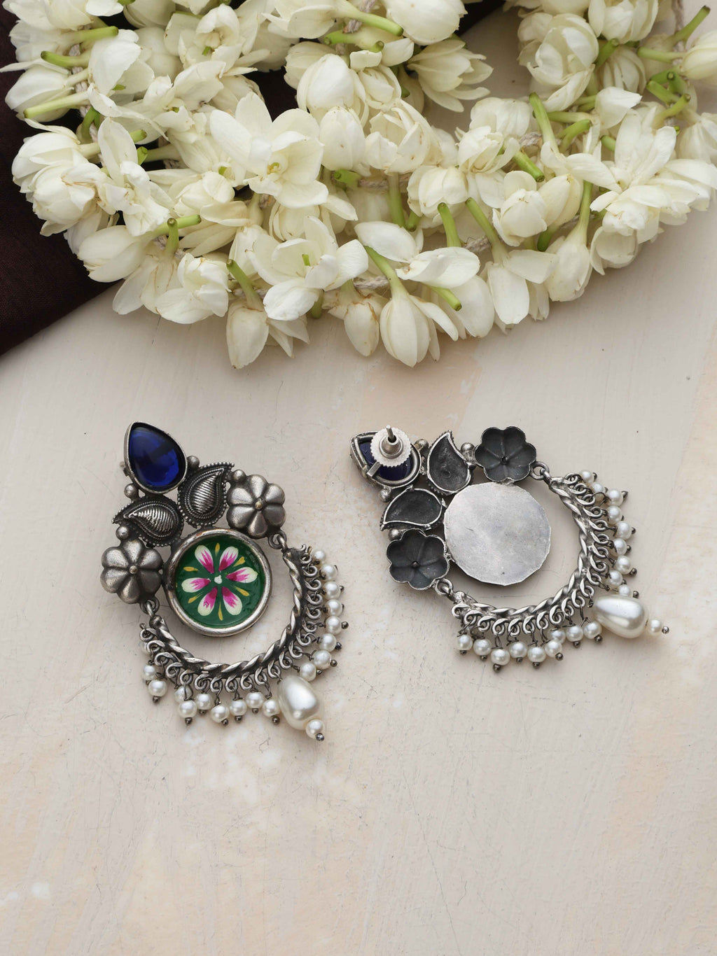 trueBrowns Silver Tone Handpainted Earrings - Distacart