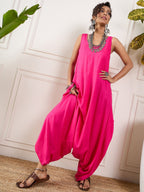 InWeave Pink Round Sleeveless Jumpsuit