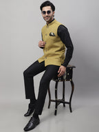 Even Apparels Men's Mustard Pure Wool Nehru Jacket