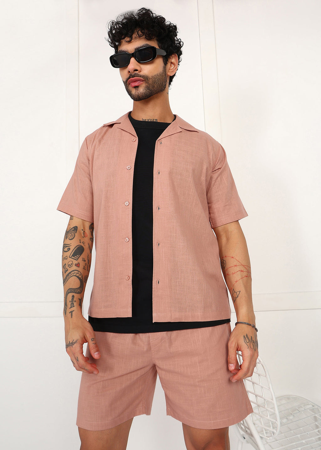 Fabmade Men’S Peach Linen Co-Ord Set