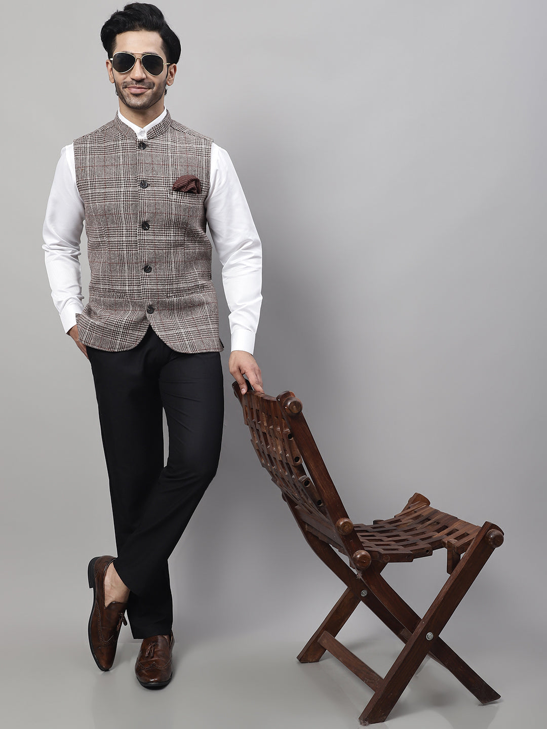 Even Apparels Men's Beige Pure Wool Nehru Jacket